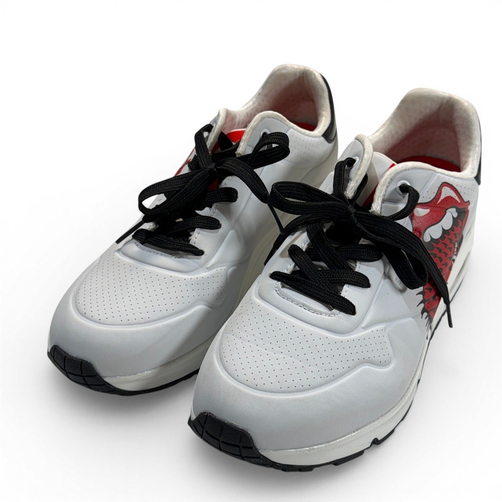 Skechers Uno Rolling Stones Single! White Red Black Sneakers 177965 Womens 10